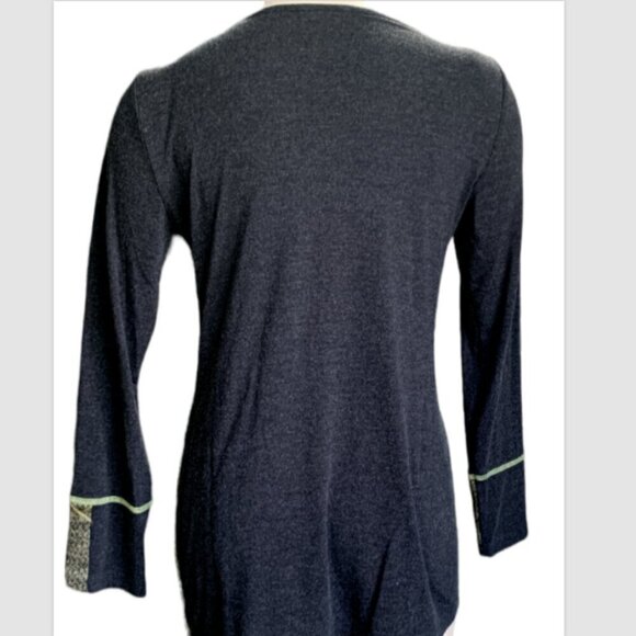 Dolcezza Art to Wear Mixed Media Knit Tunic Top Embroidery Buttons Sz M #56C - Picture 5 of 8
